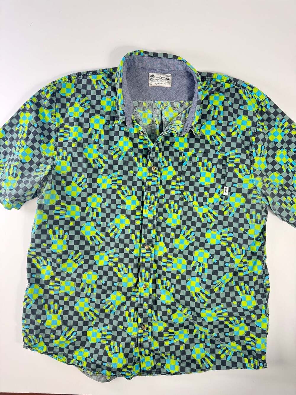 Vans The Joel Tudor Collection Checkered Hand Print Short Sleeve Button-Up Shirt